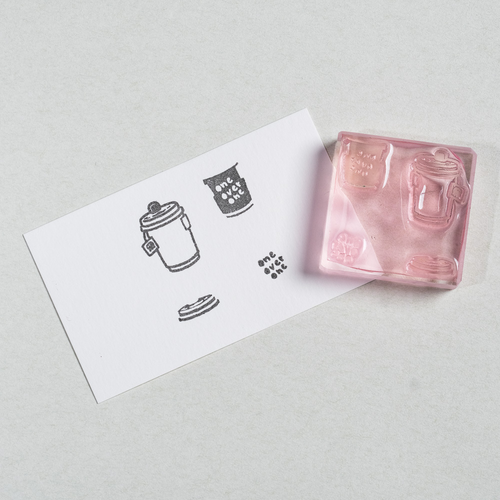 小熱杯 套色塊 膠版印章｜一分之一工作室 臺灣