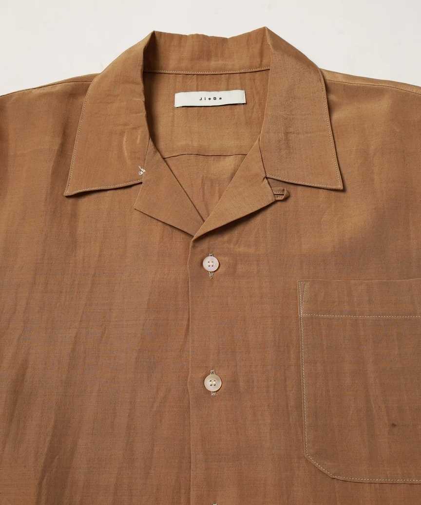 JieDa - RAYON WOOL OPEN COLLAR SHIRT / 2COLORS