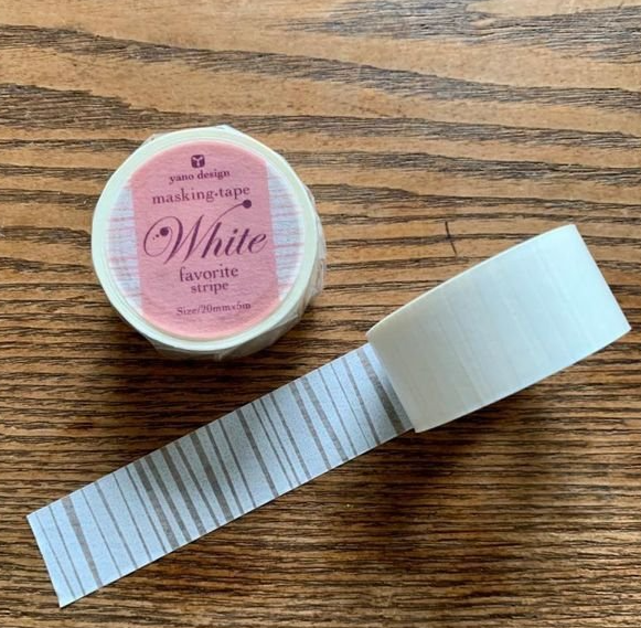 Round top washi tape - White Stripes