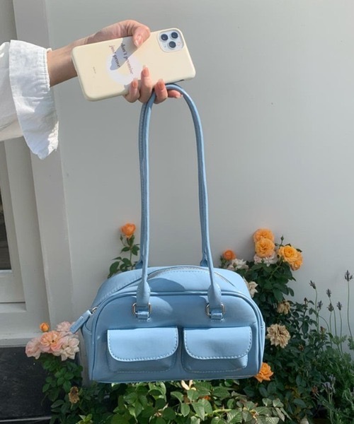 <👜小姐姐必備款!!> 皮革 長柄 波士頓包 棕/白/黑/淺藍 4色