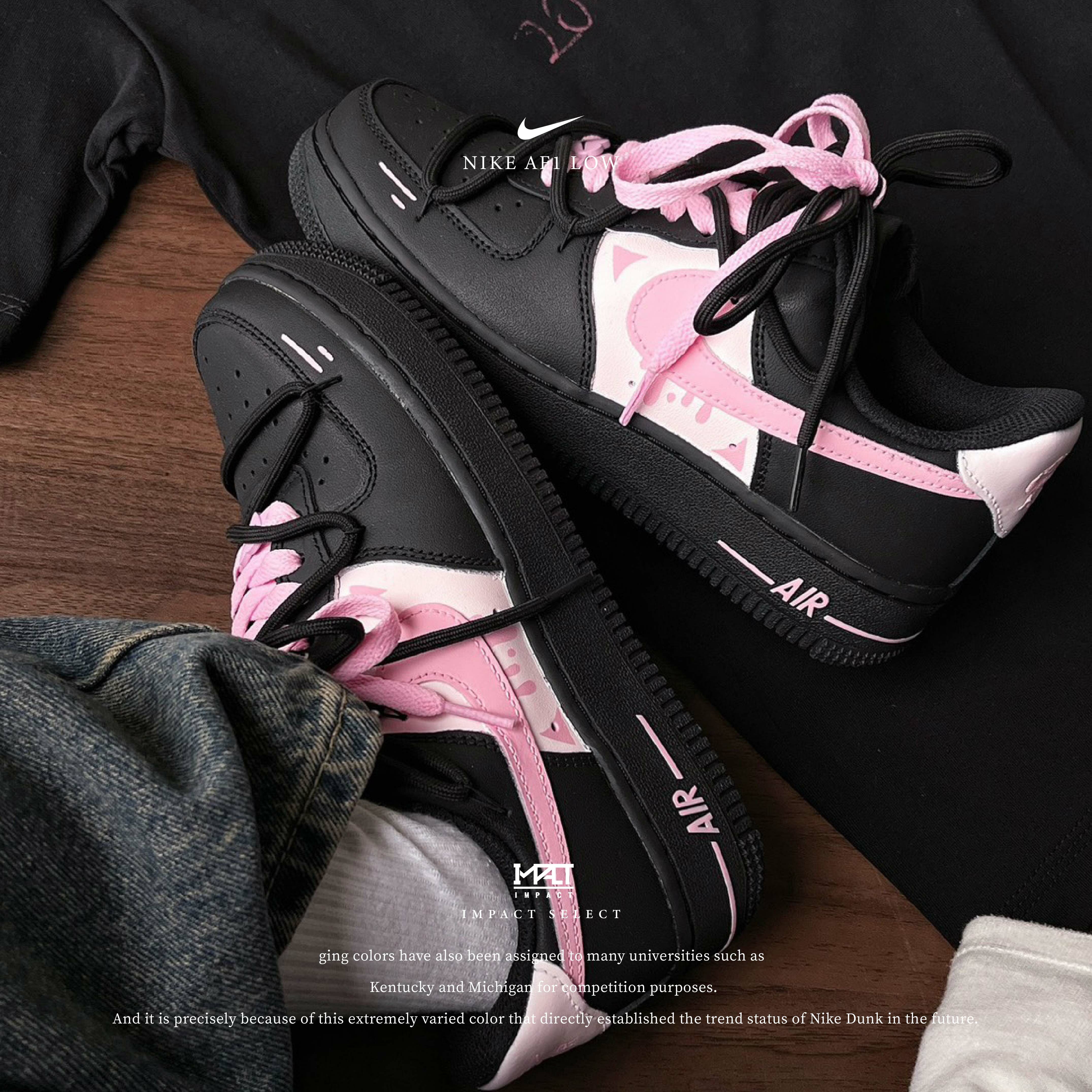 【訂製款】Nike AF1 Low  熱戀少女 黑粉 粉勾 女款