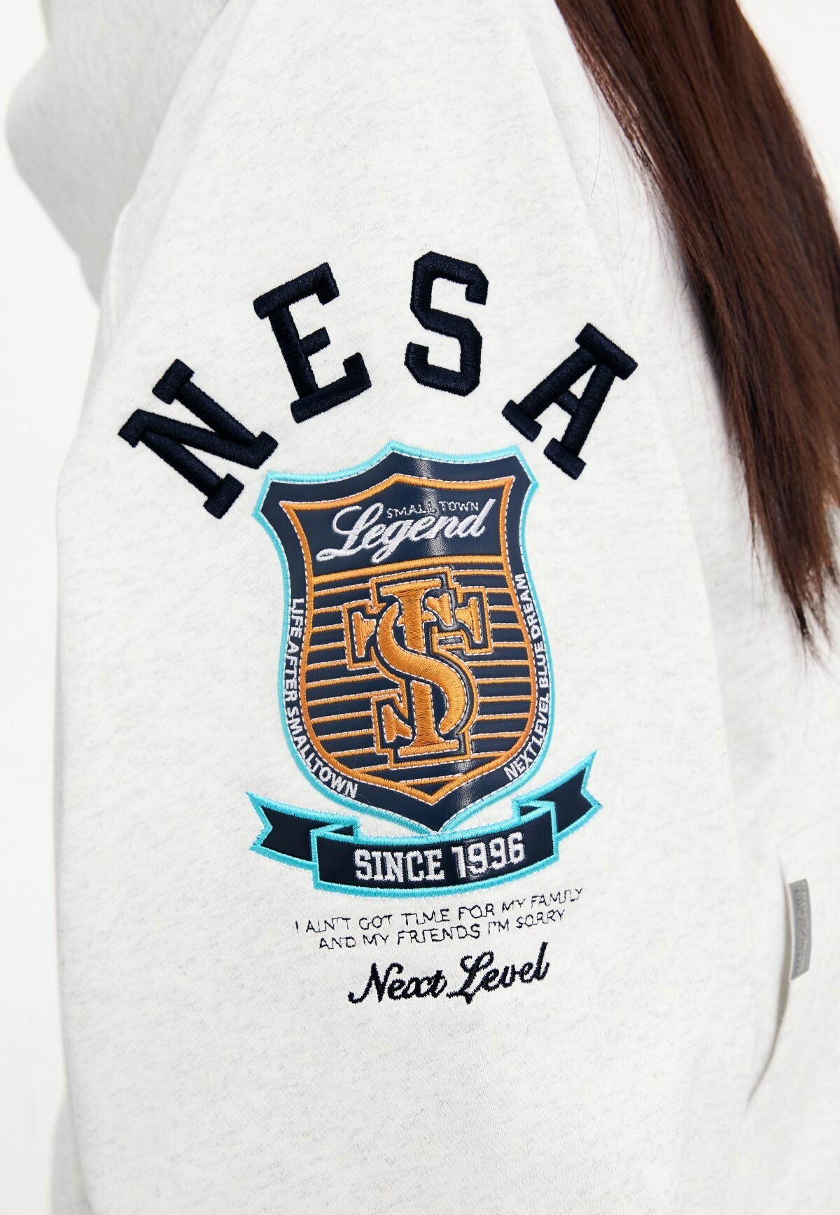 STK SmallTownKid 綠松石 刺繡標章 連帽外套