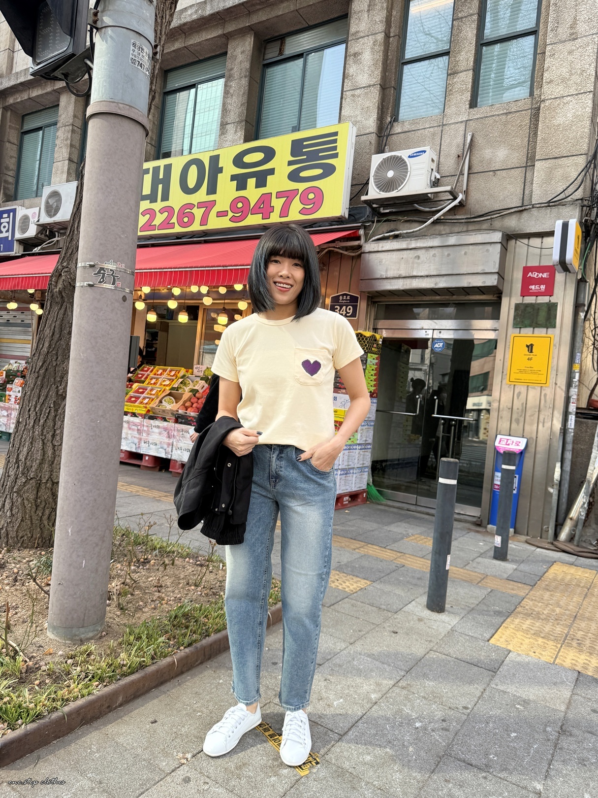正韓紫色愛心口袋T