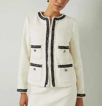 1LK0315-055 LK BENNETT Charlie Tweed Jacket Cream Signature #0214 51115 0006 150 (C-EU-E)