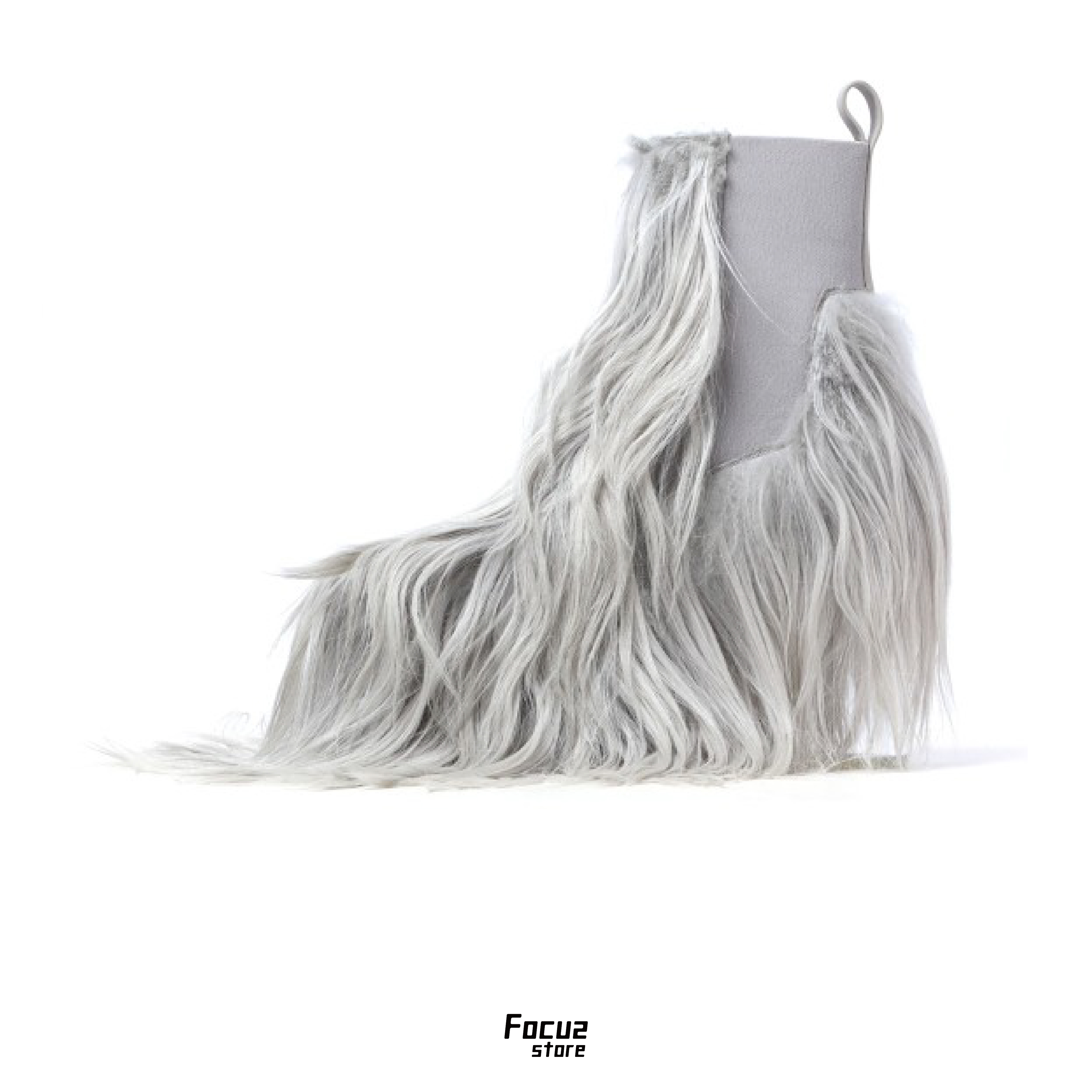 【Focus Store】預購 RICK OWENS Kiss 45 Boots "Light Grey" 淺灰 馬毛