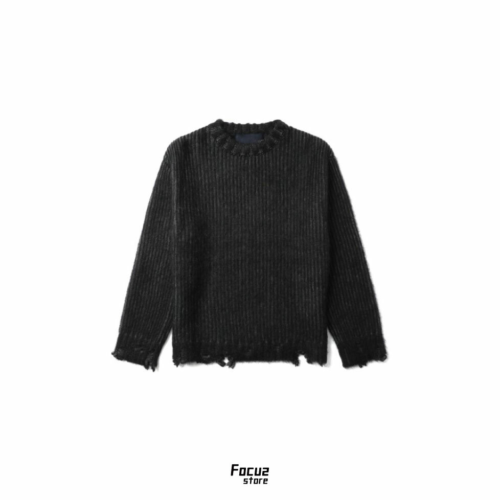 【Focus Store】預購 JUUN.J Distressed ribbed jumper "Black" 黑色 刷破針織毛衣