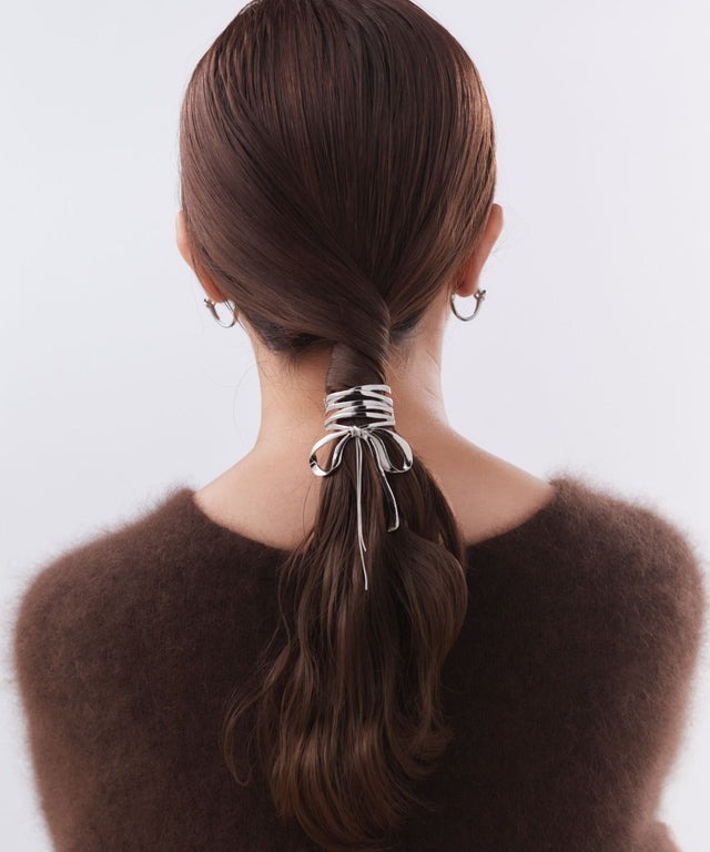 金屬蝴蝶結鏈髮圈插