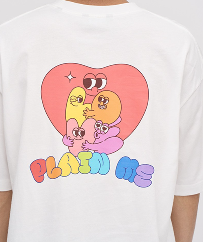 【現貨】plain-me TW031326 愛的抱抱PM彩虹TEE(白色)
