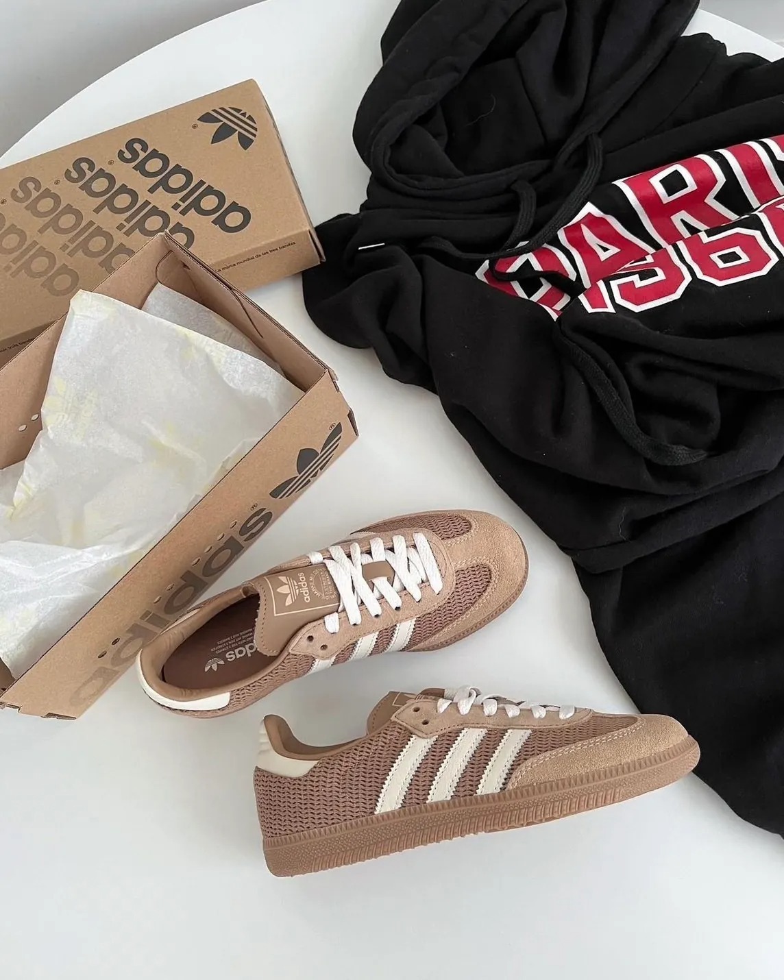 特價現貨，25CM┃adidas SAMBA OG CARDBOARD 麂皮 棕色 洞洞 編織 膠底