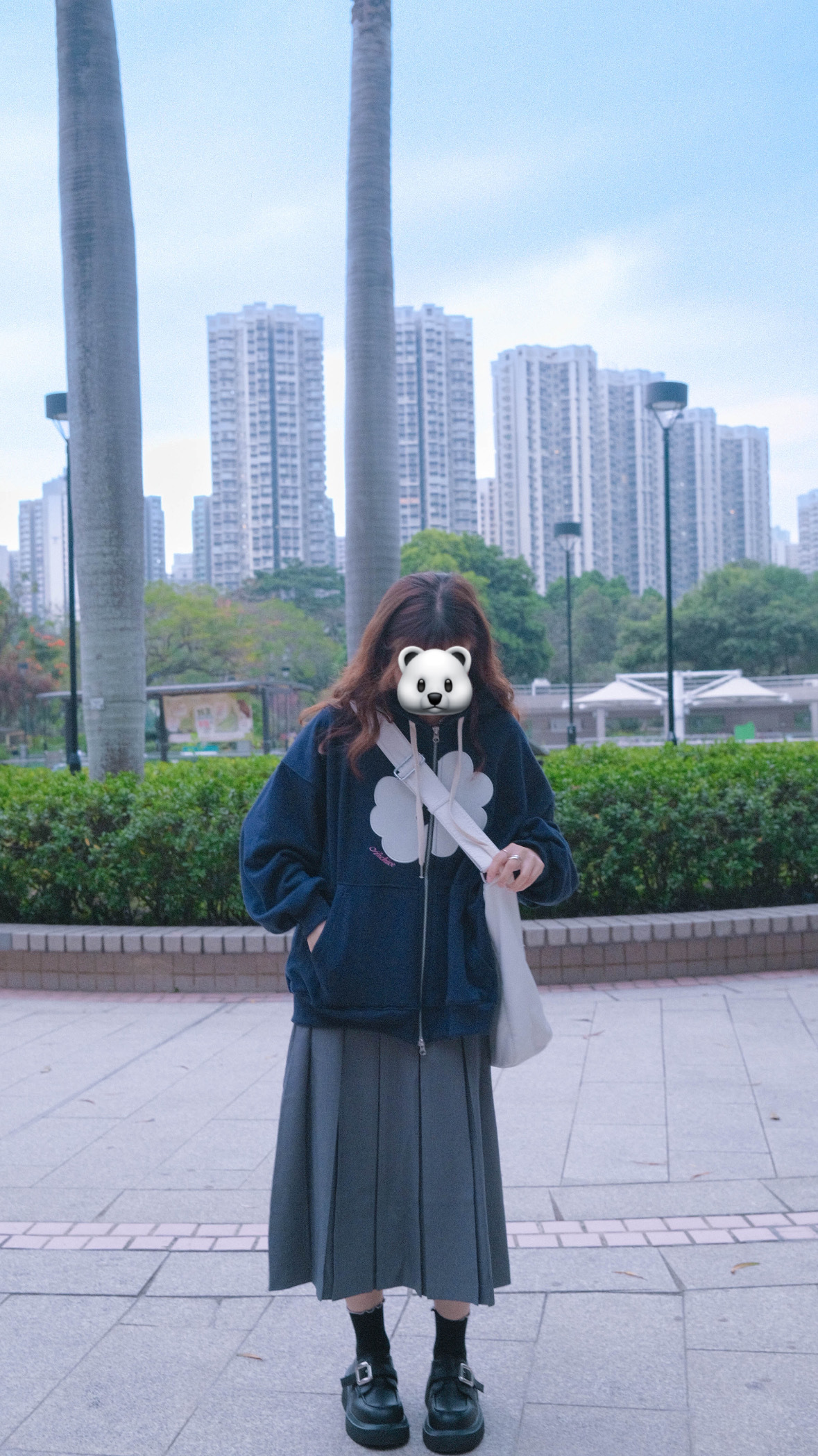 灰色綁繩百摺中裙