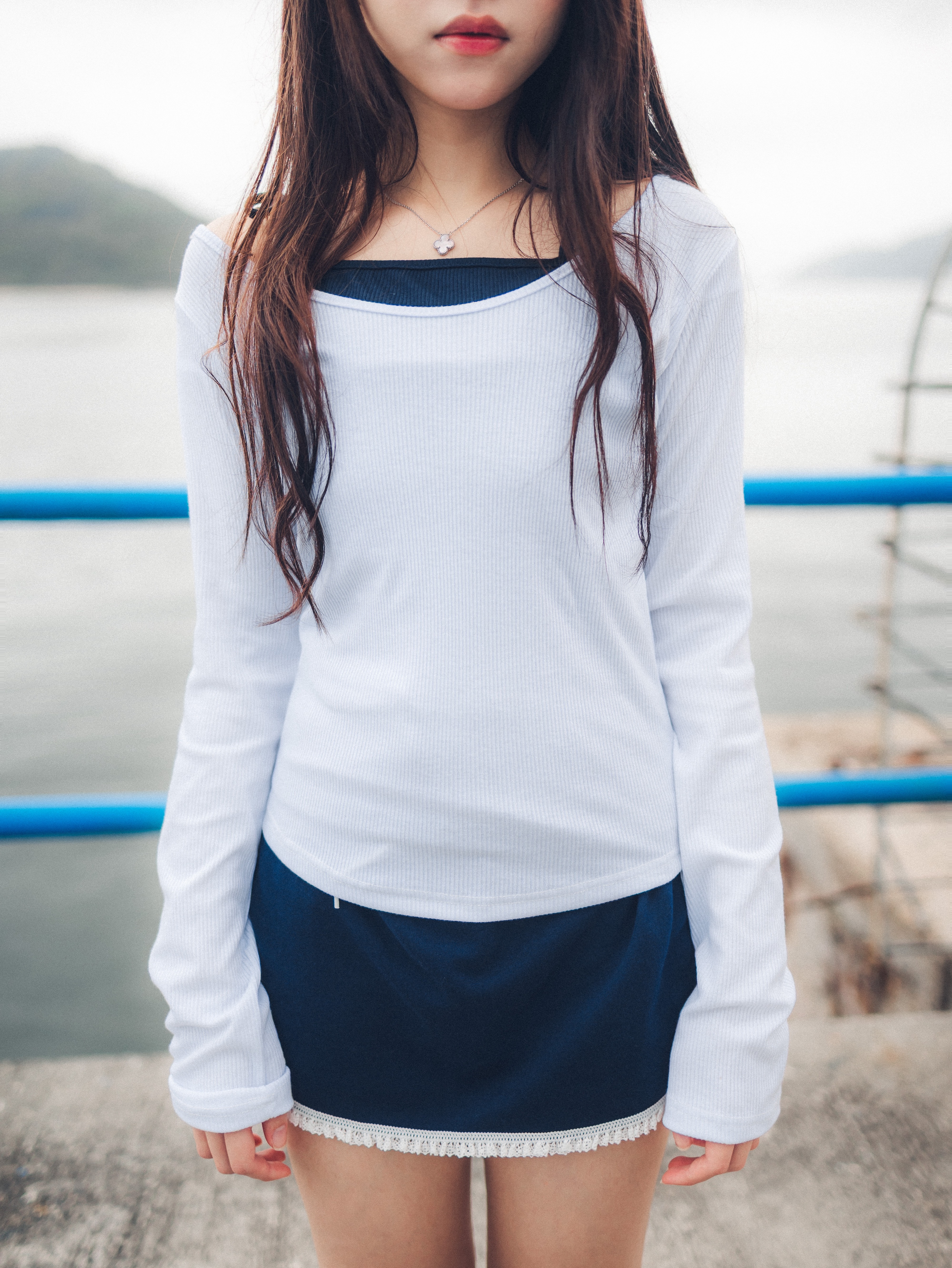 All Style OK！蝴蝶結綁帶假兩件上衣