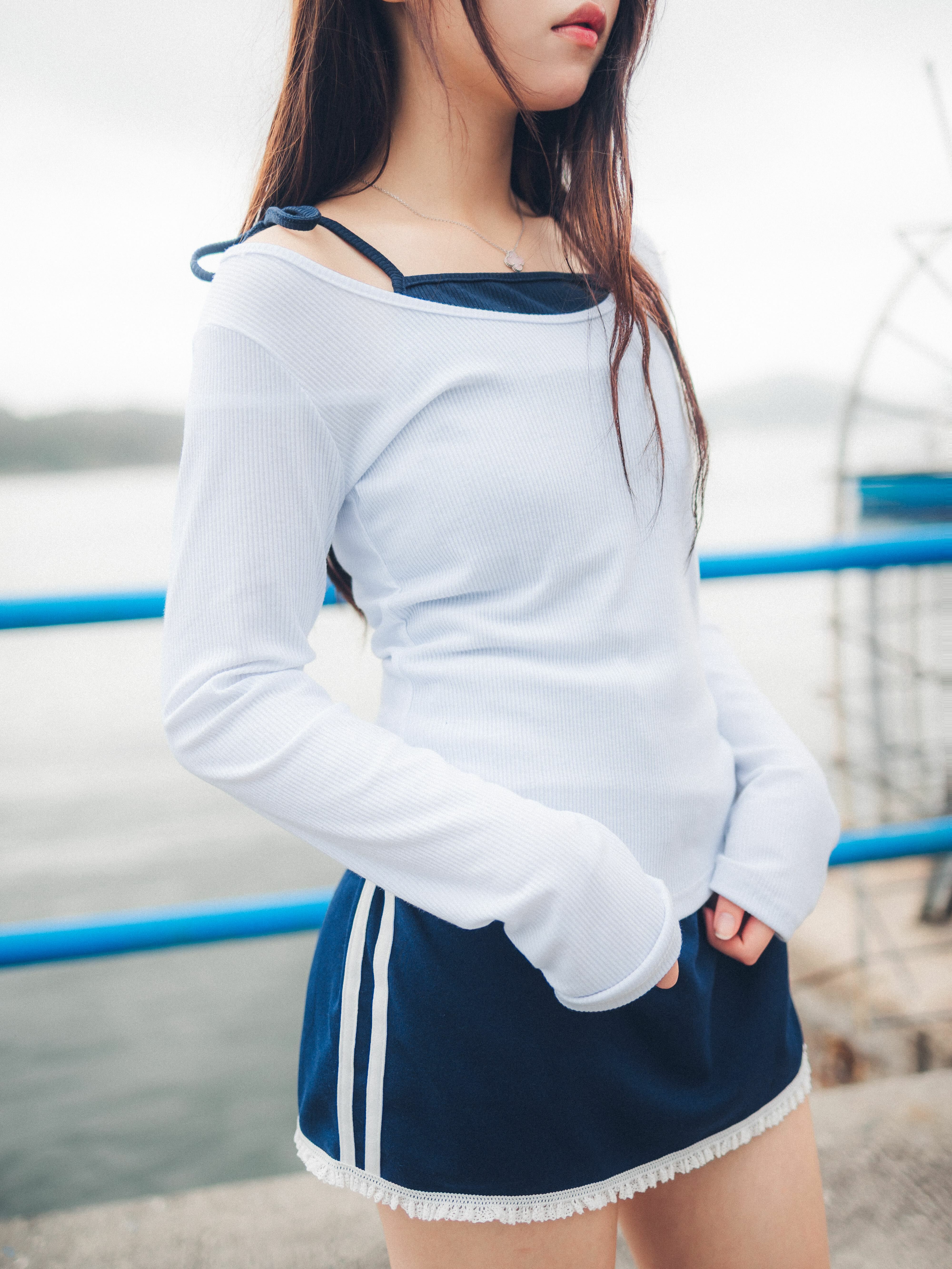 All Style OK！蝴蝶結綁帶假兩件上衣