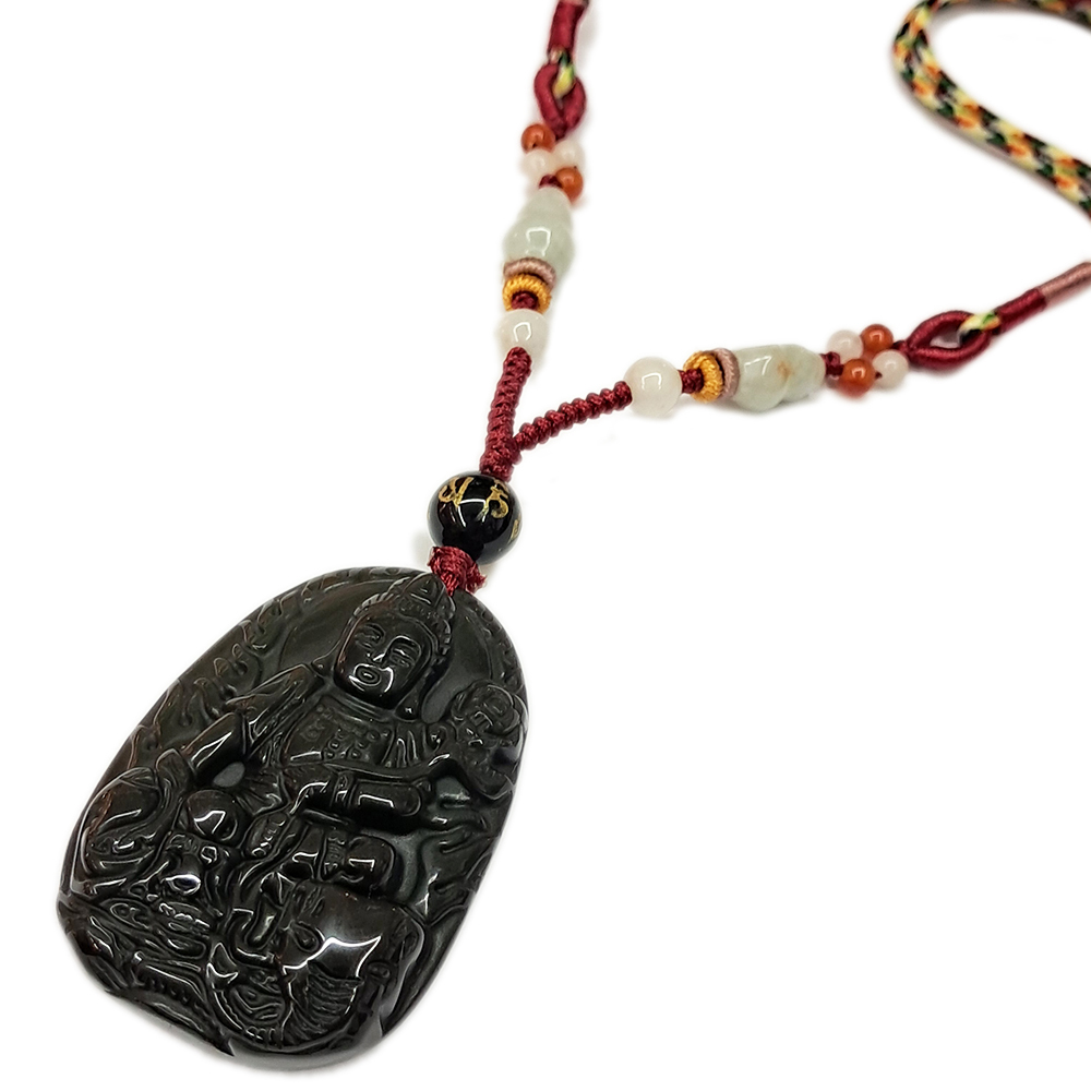 普賢菩薩{黑曜岩}中國結項鍊【十方】130546