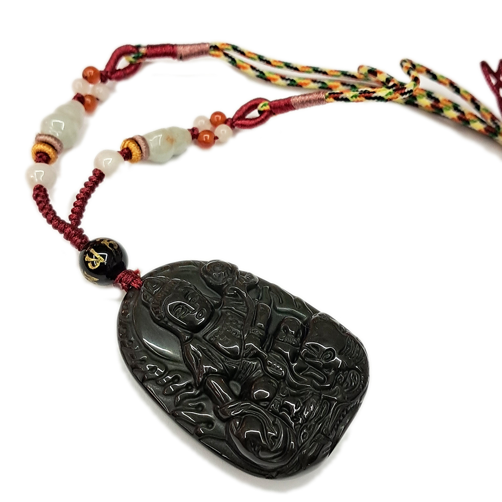 普賢菩薩{黑曜岩}中國結項鍊【十方】130546