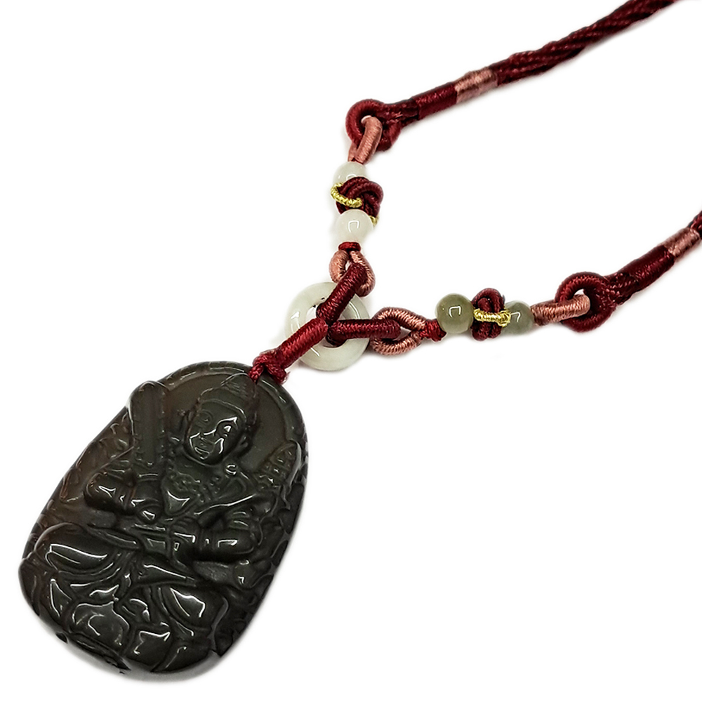 虛空藏菩薩{黑曜岩}中國結項鍊【十方】130549