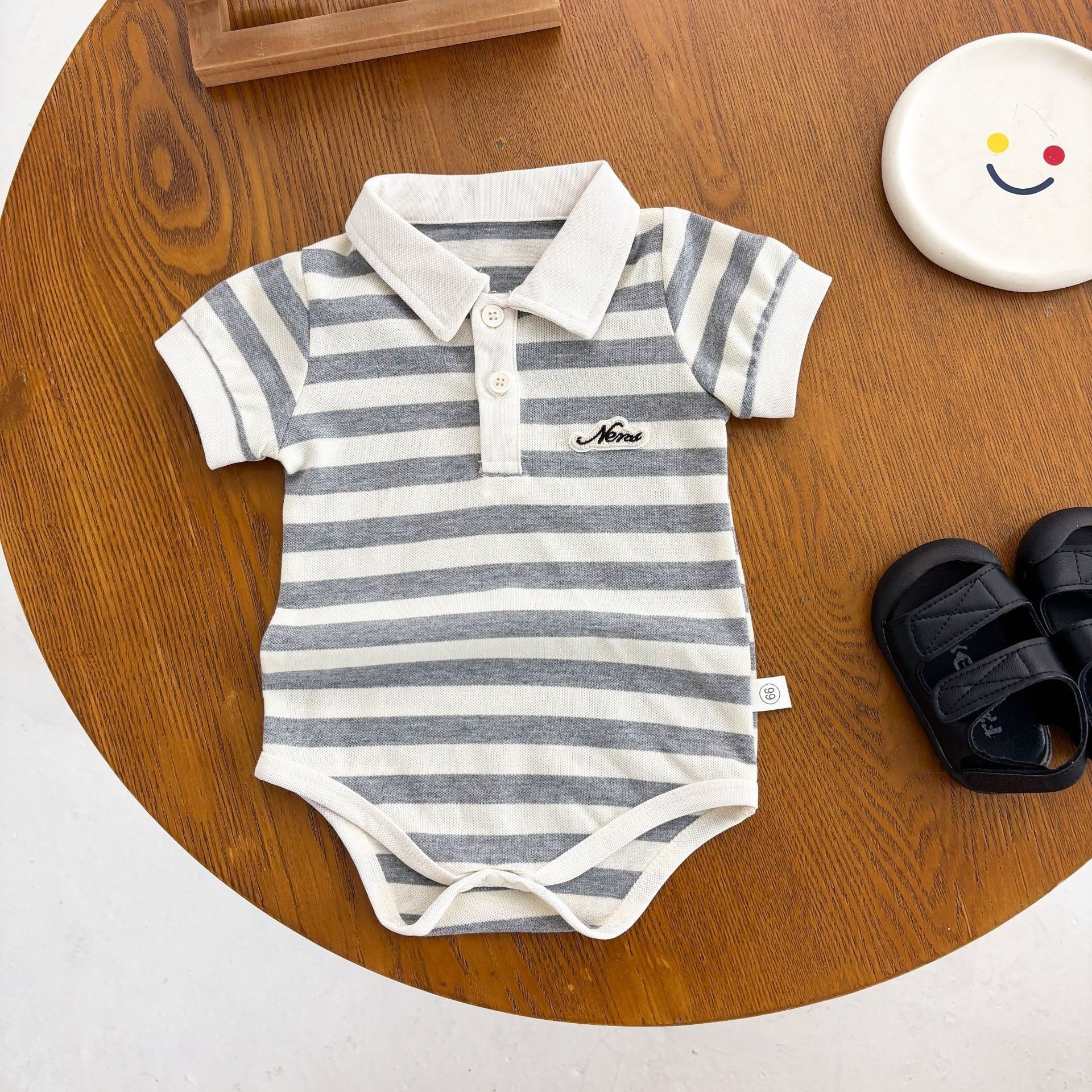 嫩嬰條紋有禮貌包屁衣