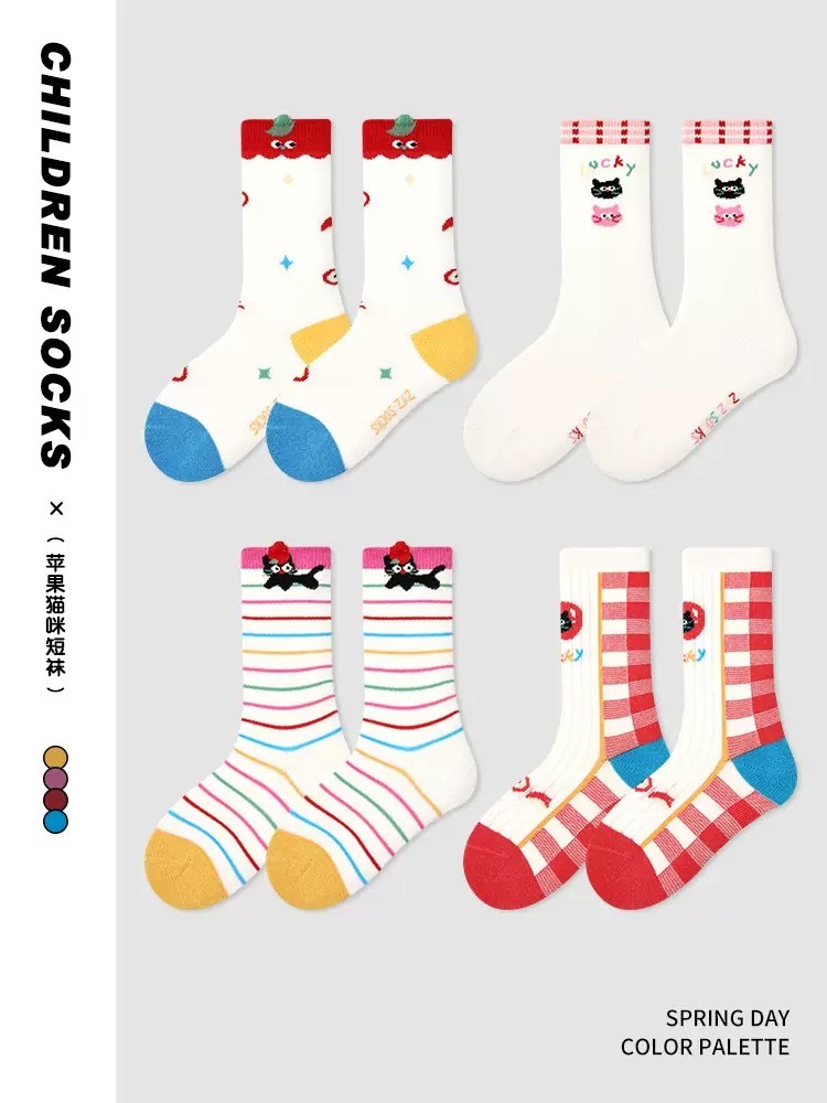 蘋果貓咪襪