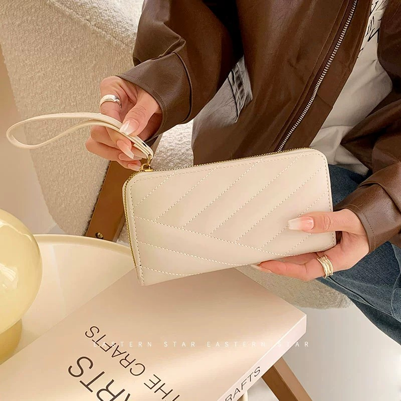 Solid Color Minimalist Fresh Style Zipper Long Wallet