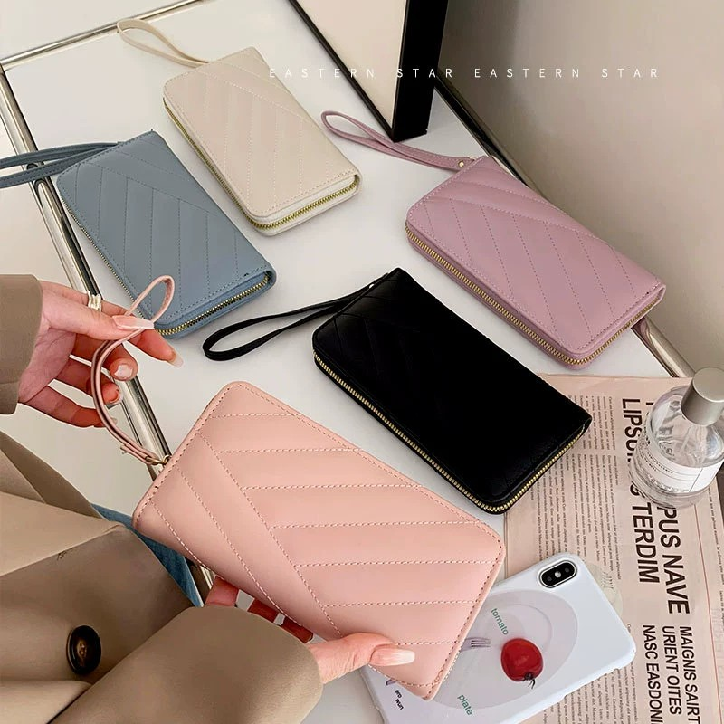 Solid Color Minimalist Fresh Style Zipper Long Wallet