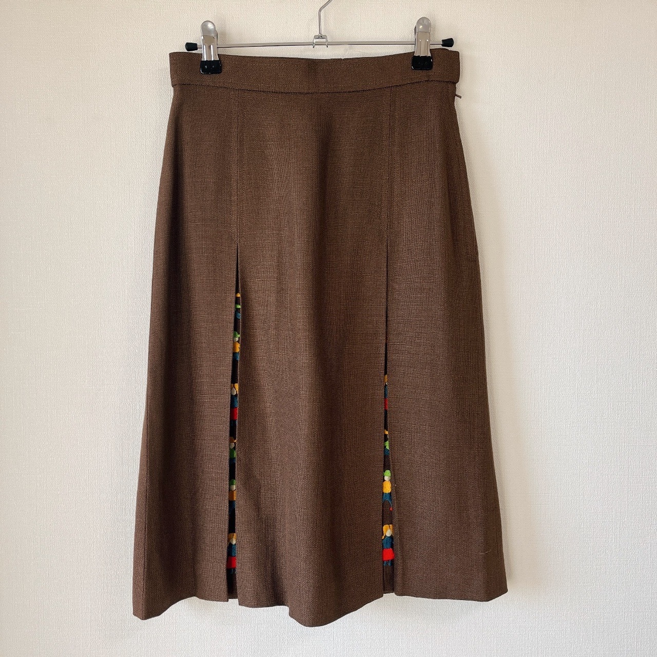 日本製啡色可愛人形刺繡半身裙