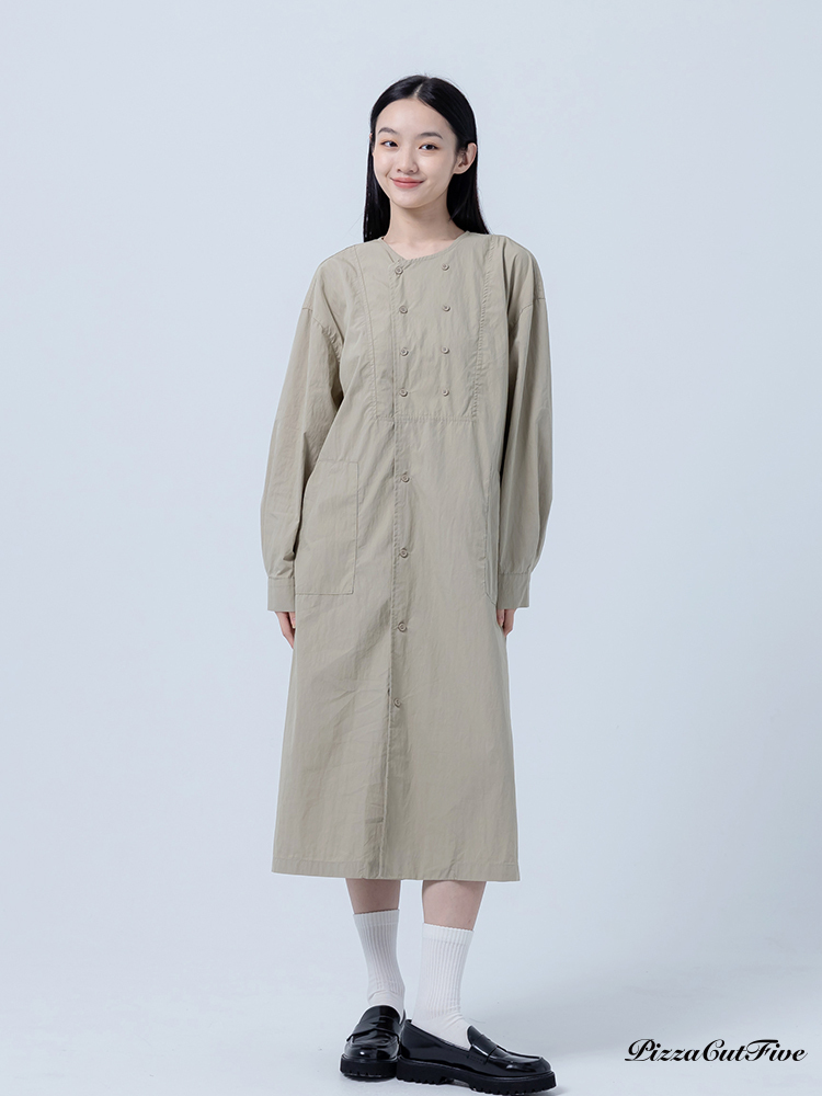 [SALE]圓領雙排扣中長版外套 ThePeacePiece TPP251415002