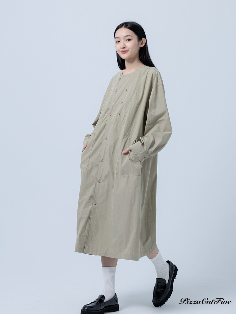 [SALE]圓領雙排扣中長版外套 ThePeacePiece TPP251415002