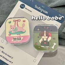 Phone Puppy & Bowknot Kitty Dual Contact Lens Case