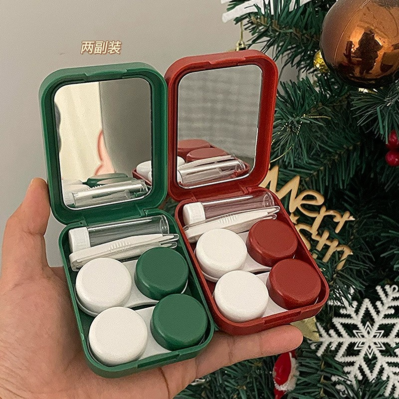 Christmas INS Grass Puppy & Reindeer Dual Contact Lens Case