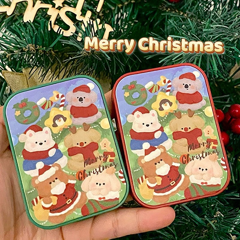 Christmas INS Grass Puppy & Reindeer Dual Contact Lens Case