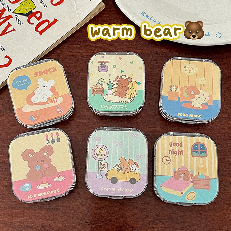 Warm Teddy Illustration Dual Contact Lens Case