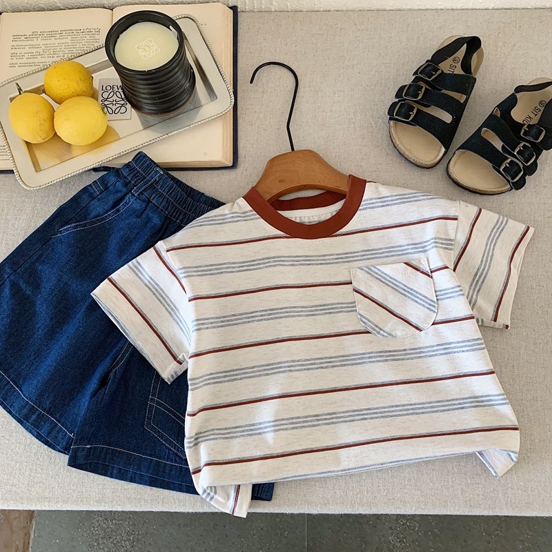 斜條紋口袋上衣