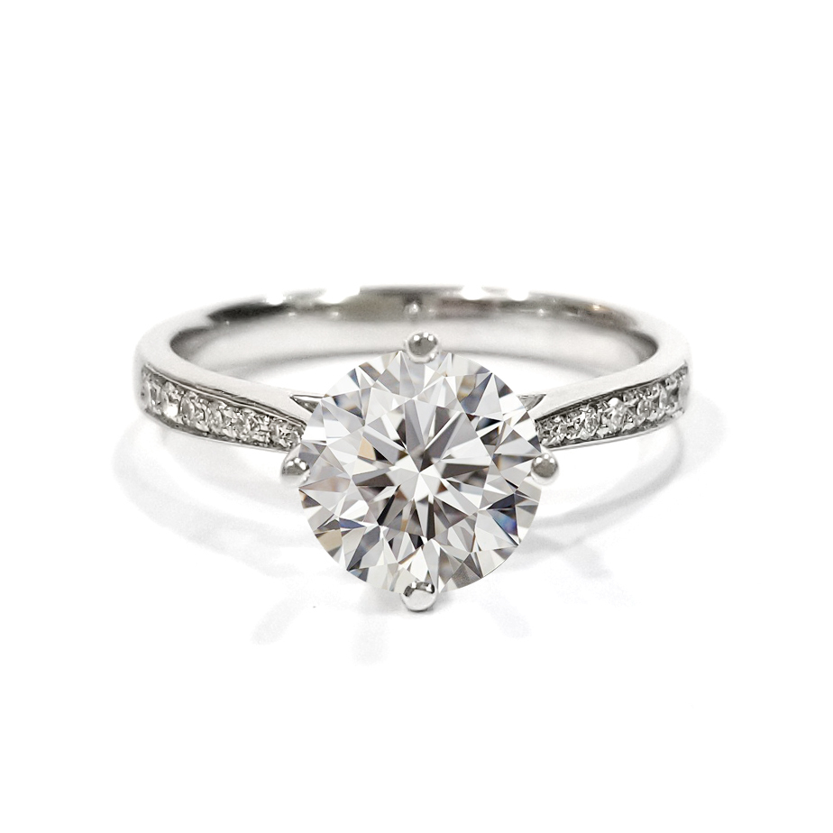 18K白金天然鑽石十字爪戒托