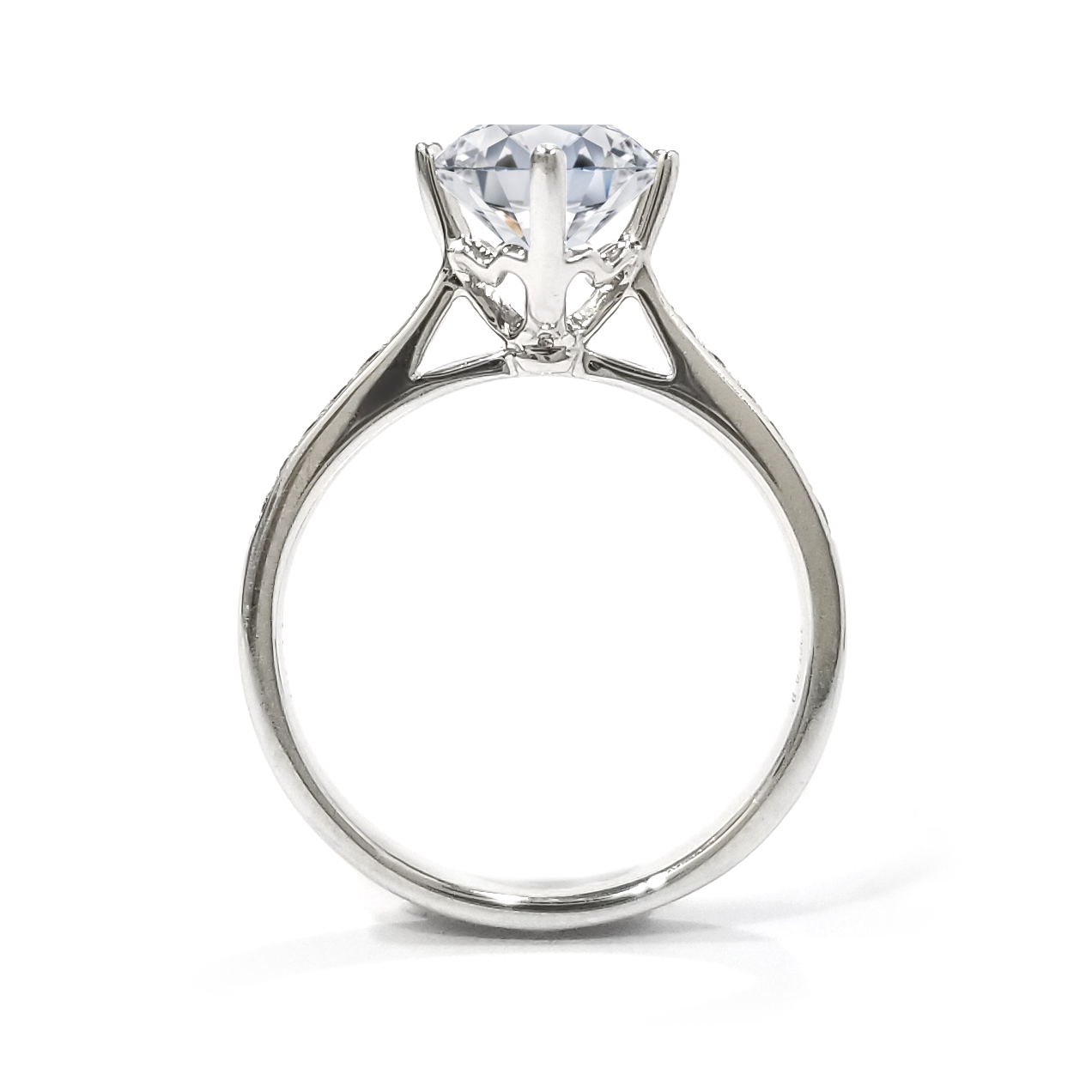 18K白金天然鑽石十字爪戒托