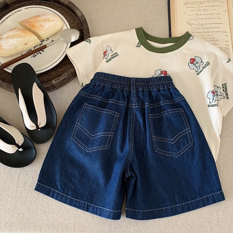 車縫線牛仔五分褲