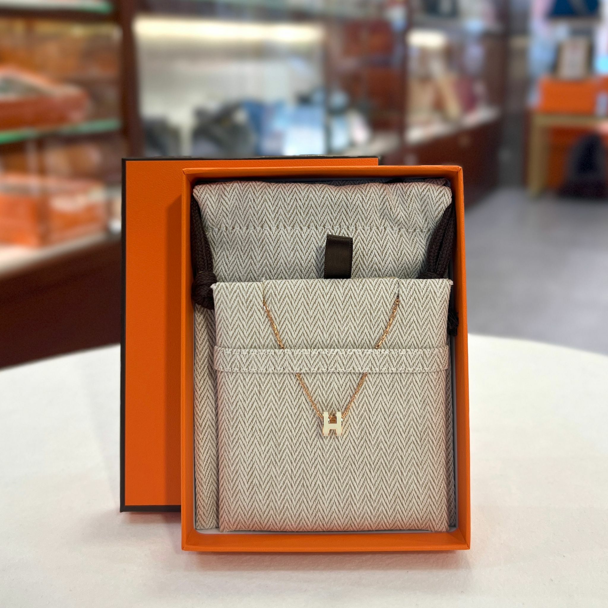 全新HERMES頸鏈 MINI POP H (白色x玫瑰金) Blanc Necklace H147992F049 #BRAND NEW #香榭站正品