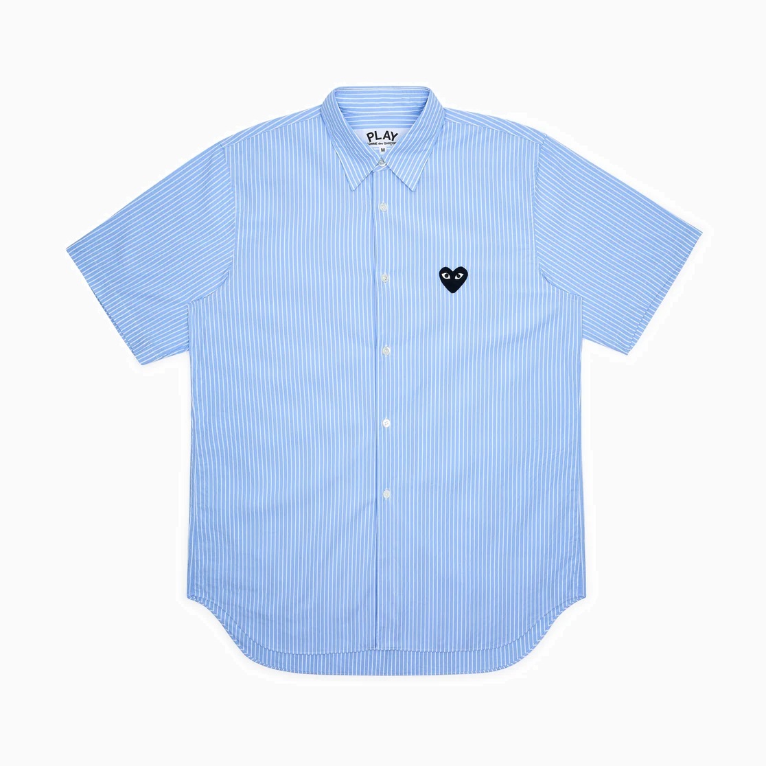 COMME DES GARGONS PLAY BLACK HEART SHORT SLEEVE SHIRT S/S (GIRL) - LT.BLUE STRIPE PRE ORDER ITEM (預訂中)