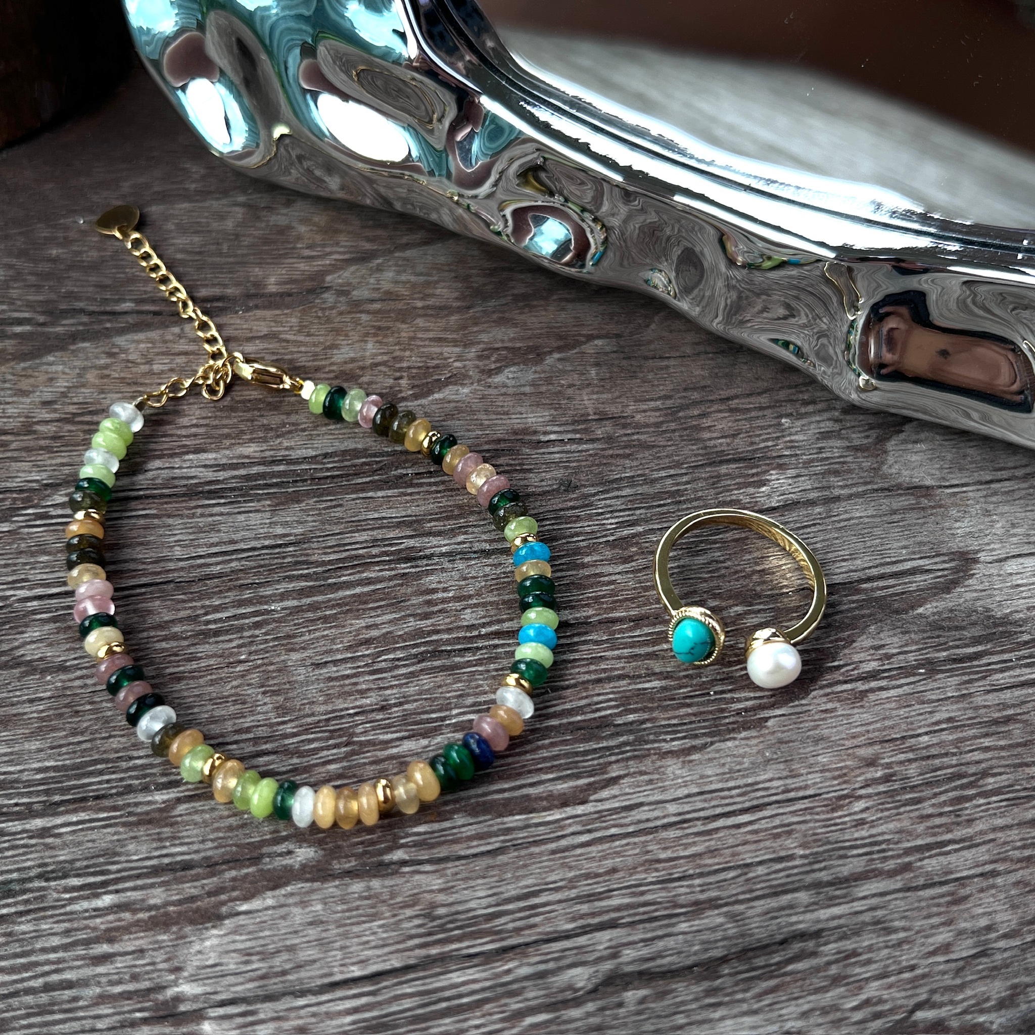 Ethnic Natural Stone Bracelet (Handmade)