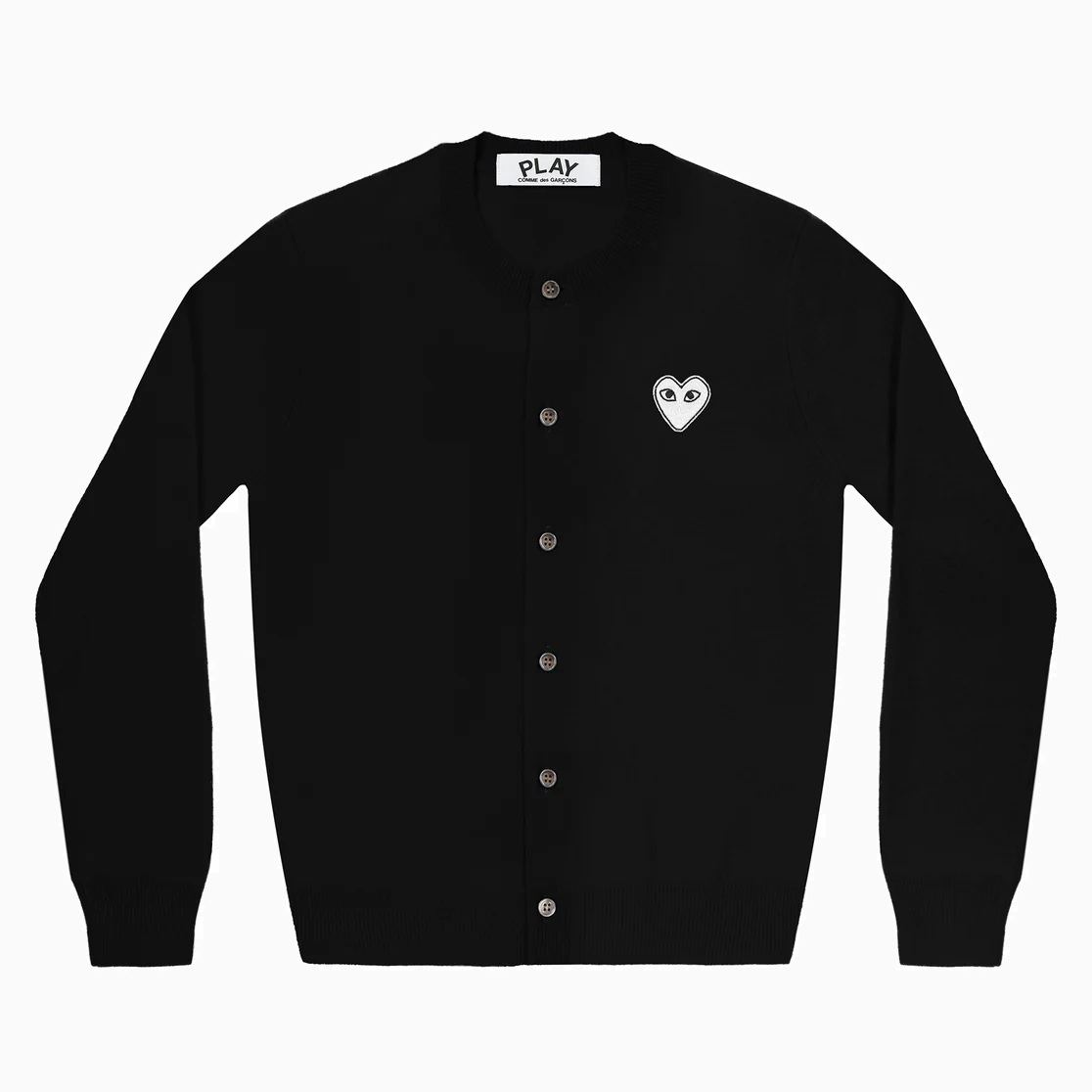 COMME DES GARGONS PLAY WHITE HEART CARDIGAN (GIRL) - BLACK PRE ORDER ITEM (預訂中)