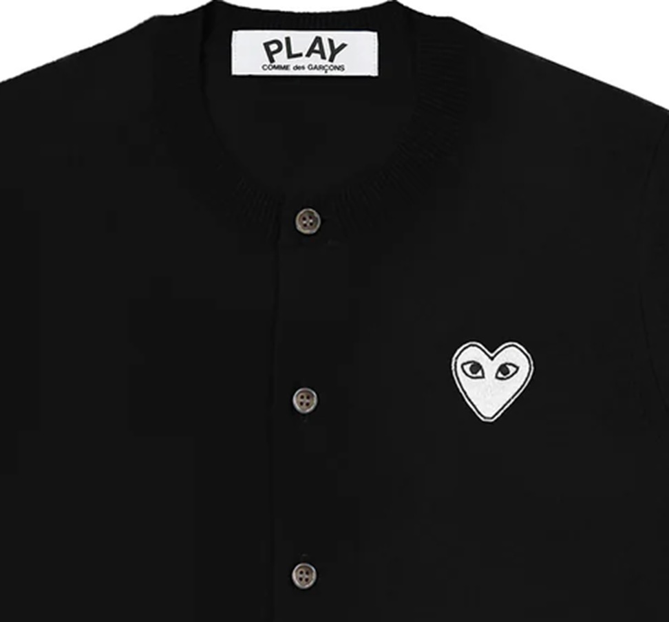 COMME DES GARGONS PLAY WHITE HEART CARDIGAN (GIRL) - BLACK PRE ORDER ITEM (預訂中)