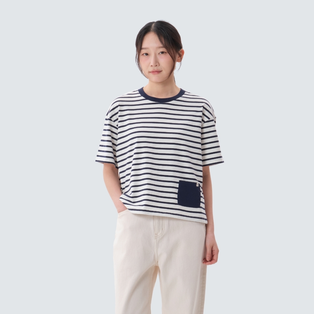 【現貨】snow peak Cotton Women Stripe Semi Crop Short Sleeve T-shirt 女款 條紋 短tee S25MWFTS69