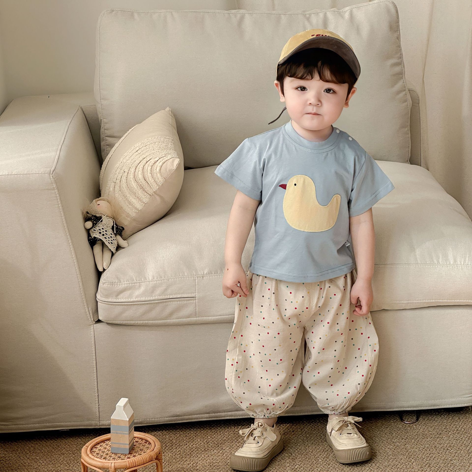 小鴨短袖上衣+波點防蚊褲