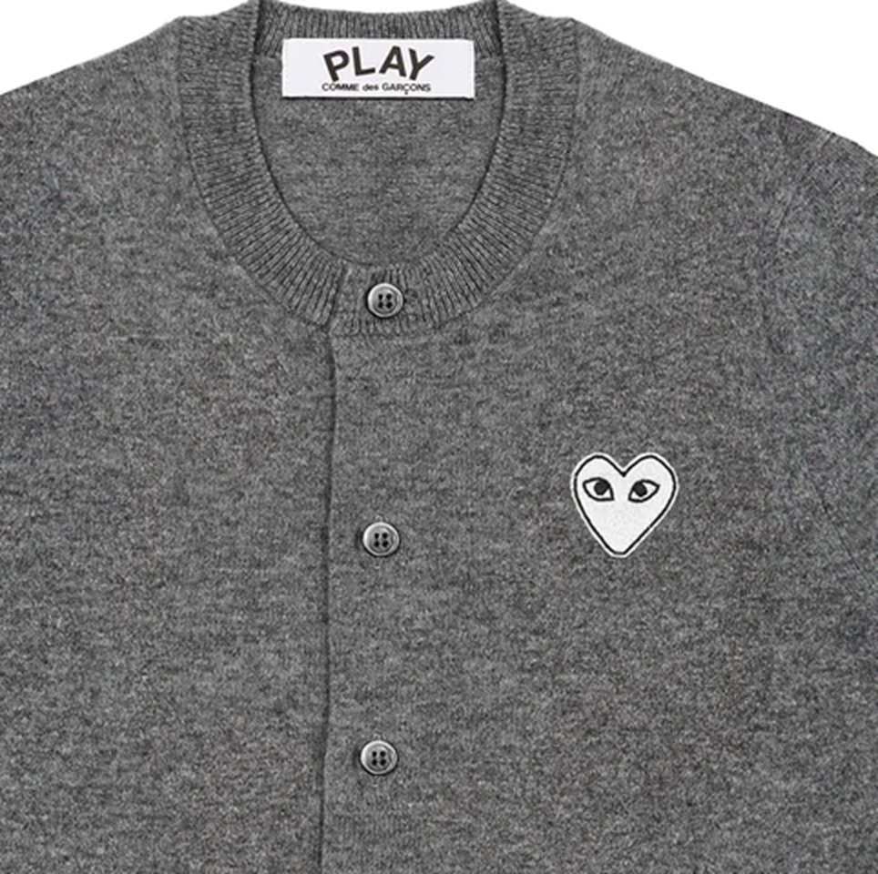 COMME DES GARGONS PLAY WHITE HEART CARDIGAN (GIRL) - DARK GREY PRE ORDER ITEM (預訂中)