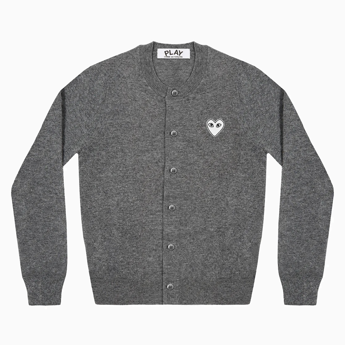 COMME DES GARGONS PLAY WHITE HEART CARDIGAN (GIRL) - DARK GREY PRE ORDER ITEM (預訂中)