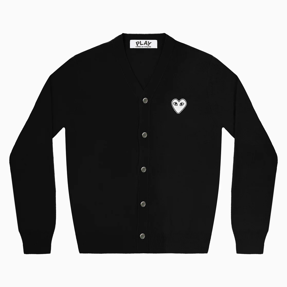 COMME DES GARGONS PLAY WHITE HEART CARDIGAN (MEN) - BLACK PRE ORDER ITEM (預訂中)