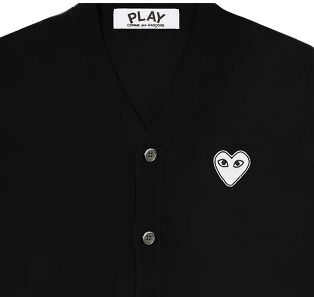 COMME DES GARGONS PLAY WHITE HEART CARDIGAN (MEN) - BLACK PRE ORDER ITEM (預訂中)
