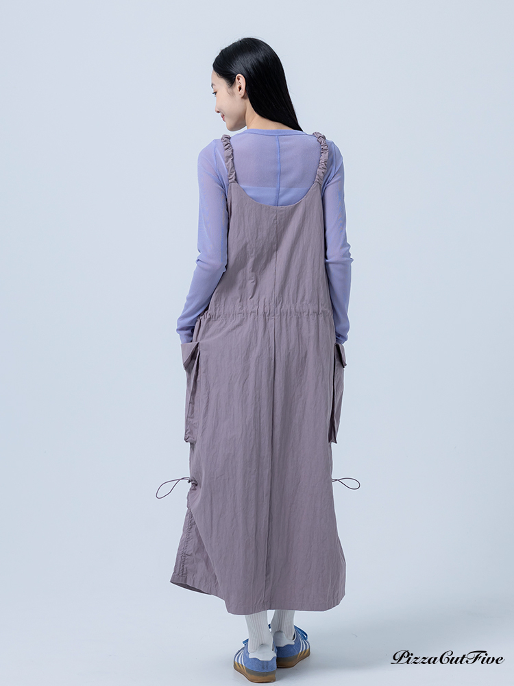 [SALE]捲捲肩帶抽繩中低腰洋裝 ThePeacePiece TPP252487009