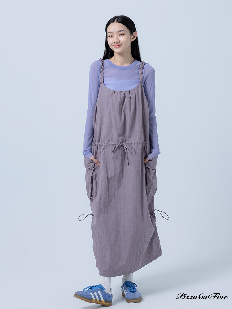 [SALE]捲捲肩帶抽繩中低腰洋裝 ThePeacePiece TPP252487009