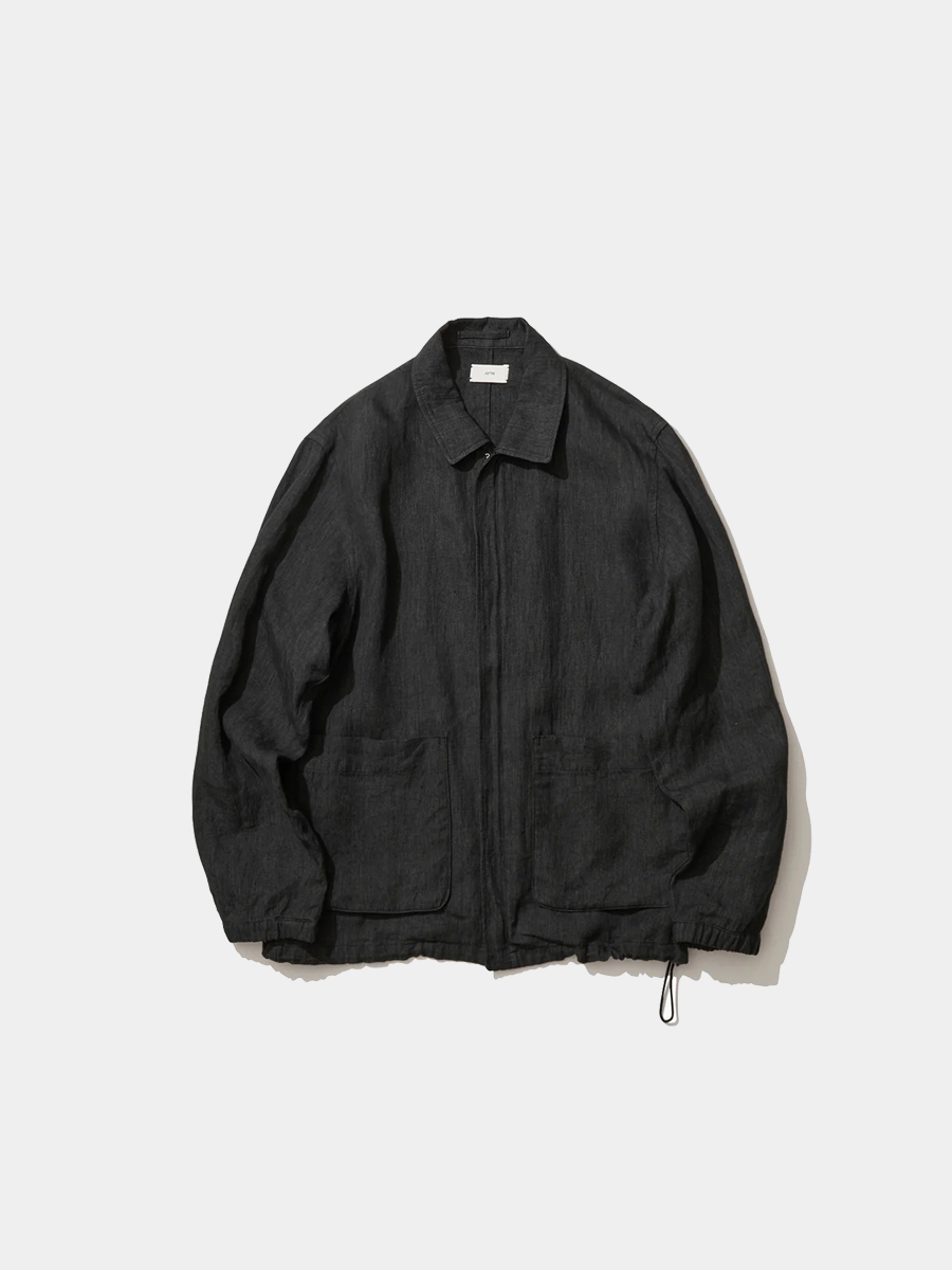 ATON Hard Linen Utility Jacket Charcoal Gray