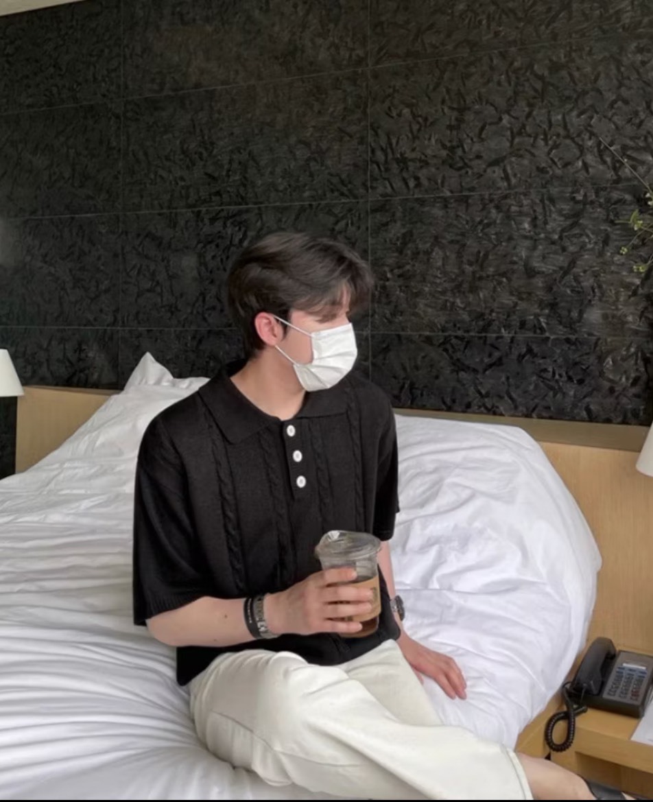 麻花壓紋針織polo短袖襯衫