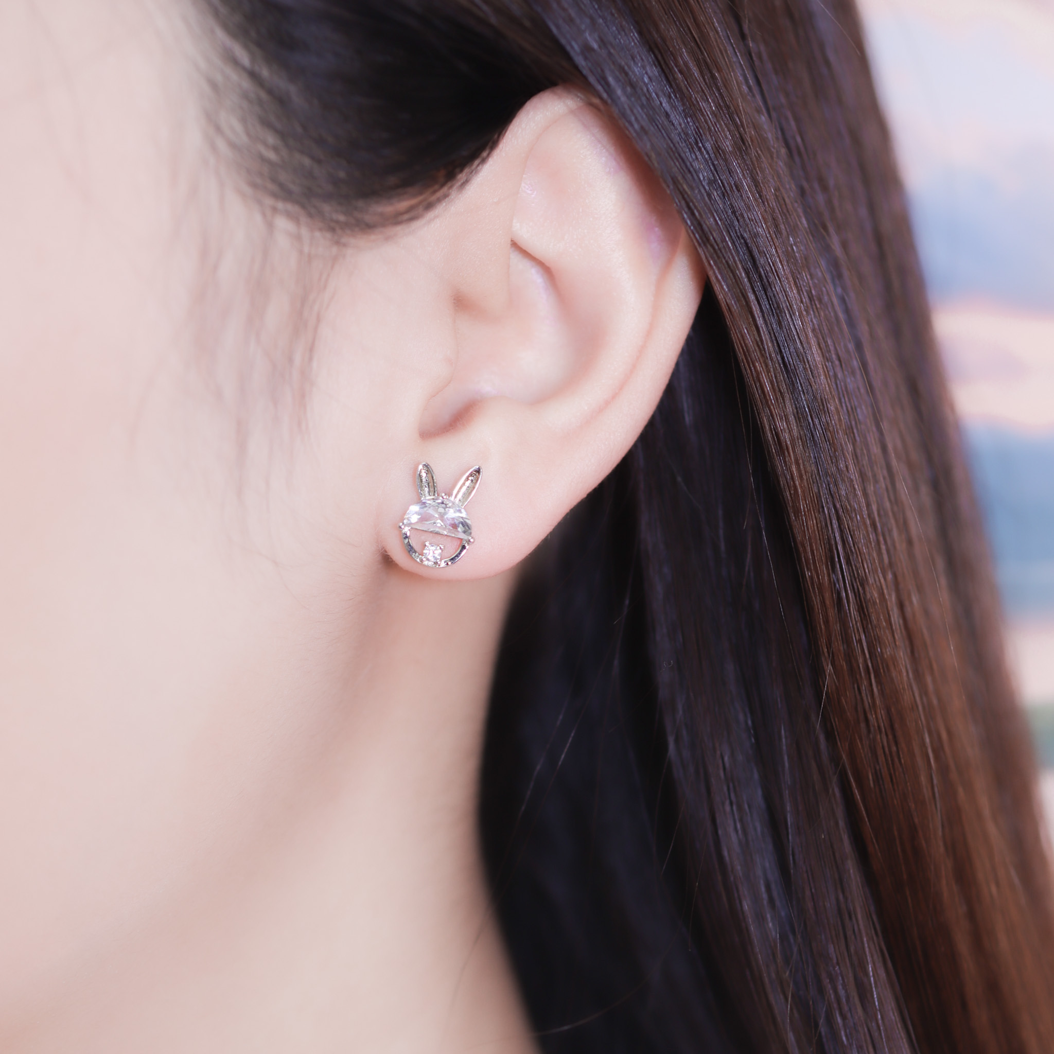 | 925純銀・白金 | 銀河小兔耳環 | EA0952 |